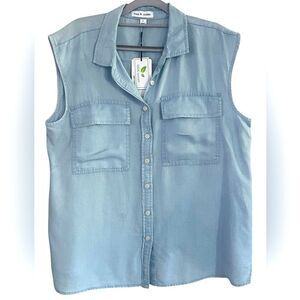 Alex and Jordan - 
Sleeveless Light Blue Button-Up Shirt